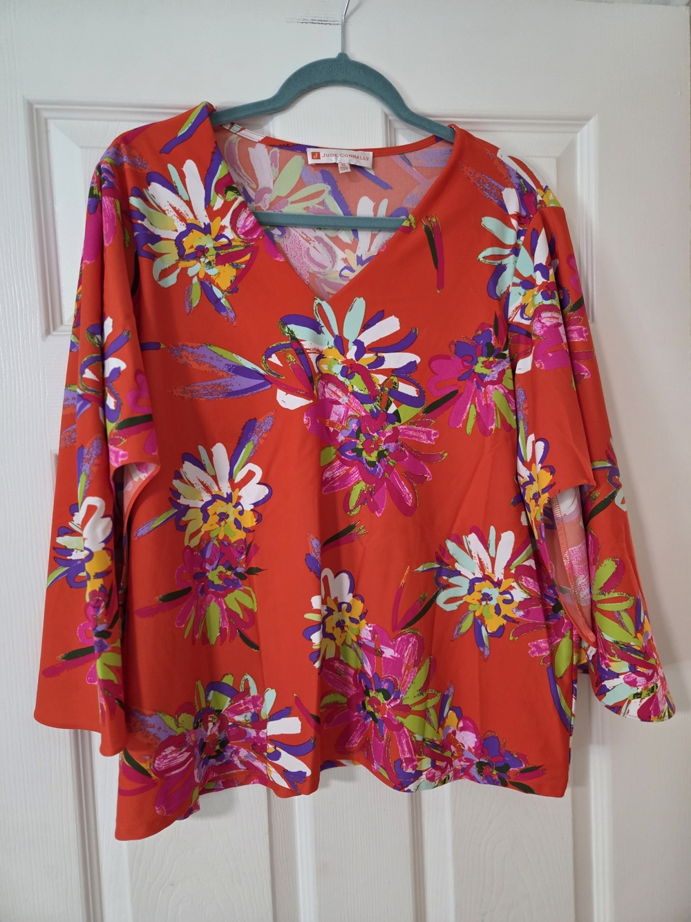Jude Connally top made of their signature Jude Cloth Vibrant Print fabric. Xl